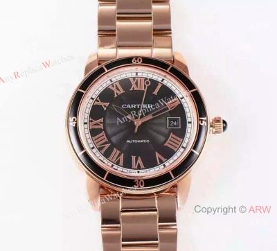 Copy Swiss Cartier Calibre Rose Gold Roman Mens Watch